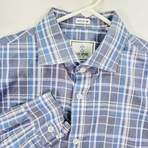 Todd‎ Snyder Shirt Mens 17 Blue Plaid Button Down Long Sleeve 100s 2 Ply NWOT